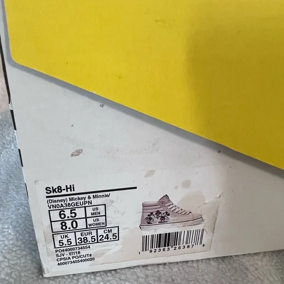 VANS x Disney Pink High Top Size 8